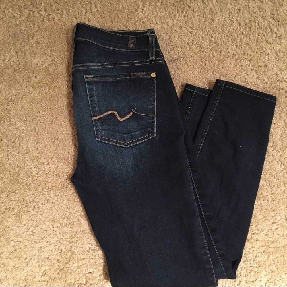 7 For All Mankind dark wash skinny jeans